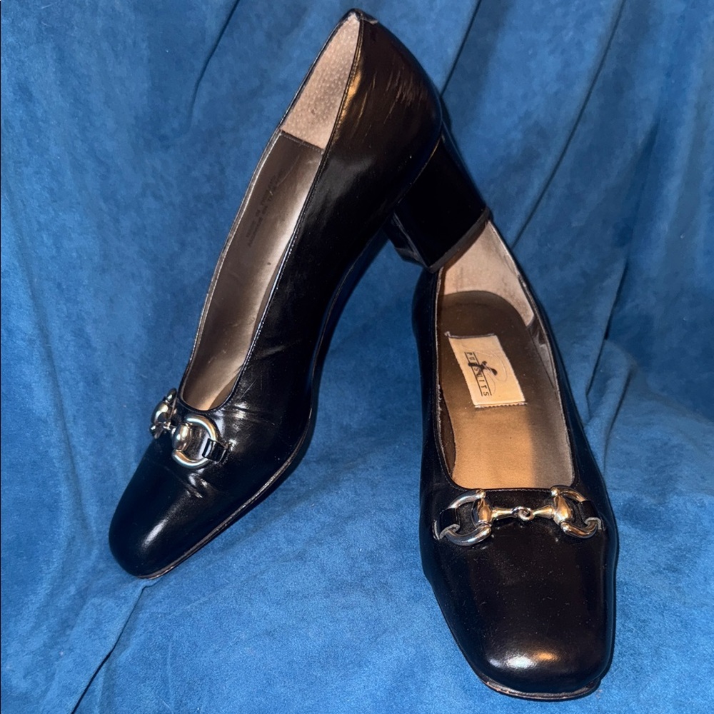 pursuits Elegant Black Leather Women's Shoes size 8.5